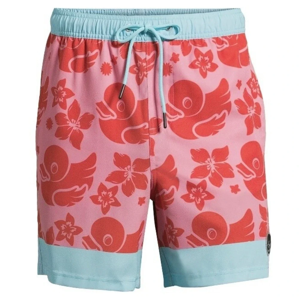 Neff Mens Graphic Ducky Life Swim Shorts Small 28-30 New with Tags Red Blue Nice
